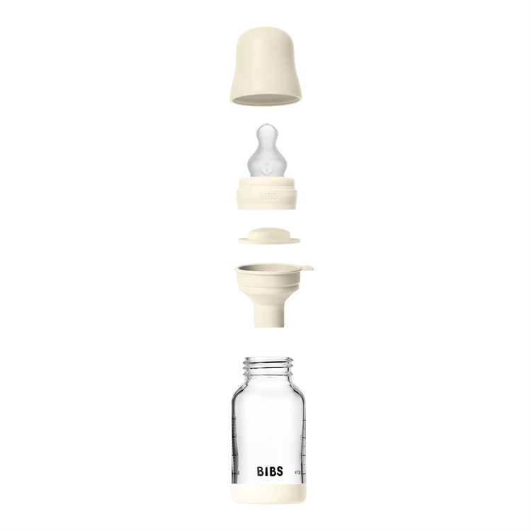 BIBS Glass Bottle Complete Set (2 Pack) 120ml Silicone - Ivory (ETA 19 FEB) - Kollektive - Official distributor