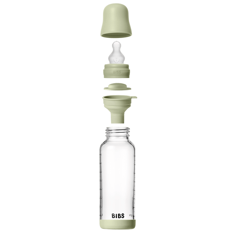 BIBS Glass Bottle Complete Set (2 Pack) 240ml Silicone - Sage (ETA 19 FEB) - Kollektive - Official distributor