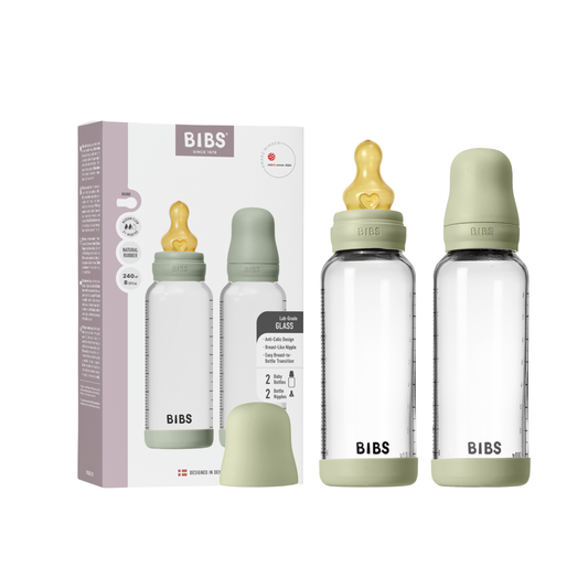 BIBS Glass Bottle Complete Set (2 Pack) 240ml Latex - Sage - Kollektive - Official distributor