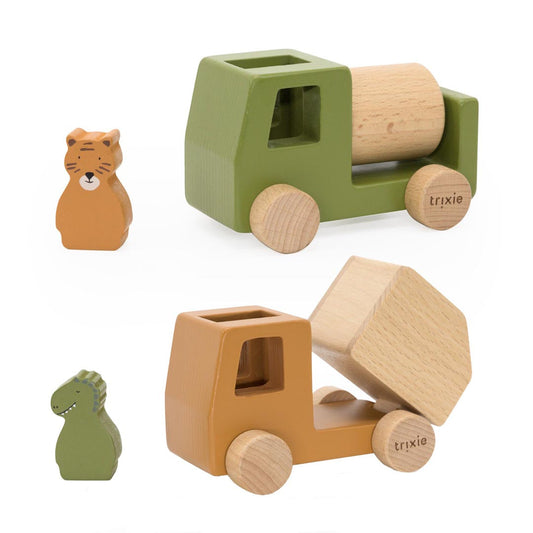 Trixie Wooden animal construction cars set (ETA Mid Feb) - Kollektive - Official distributor