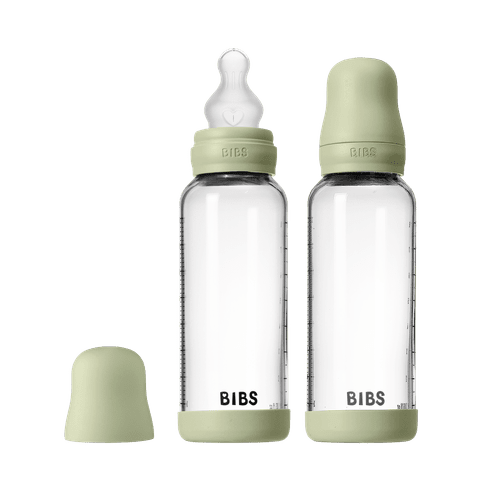 BIBS Glass Bottle Complete Set (2 Pack) 240ml Silicone - Sage - Kollektive - Official distributor