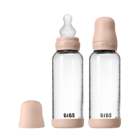 BIBS Glass Bottle Complete Set (2 Pack) 240ml Silicone - Blush - Kollektive - Official distributor