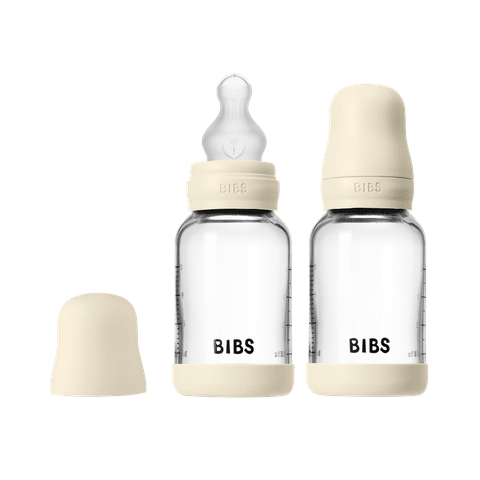 BIBS Glass Bottle Complete Set (2 Pack) 120ml Silicone - Ivory (ETA 12 FEB) - Kollektive - Official distributor