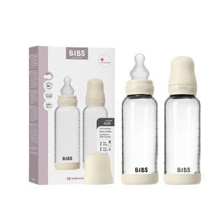 BIBS Glass Bottle Complete Set (2 Pack) 240ml Silicone - Ivory - Kollektive - Official distributor