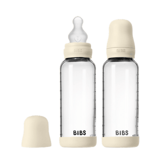 BIBS Glass Bottle Complete Set (2 Pack) 240ml Silicone - Ivory - Kollektive - Official distributor