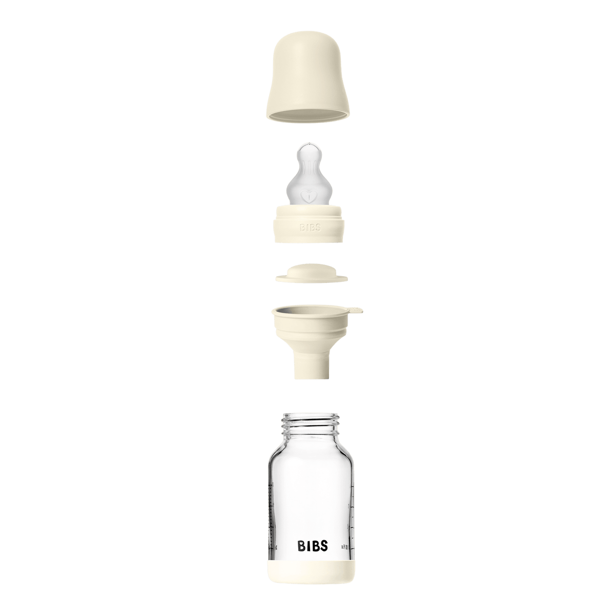 BIBS Glass Bottle Complete Set (2 Pack) 120ml Silicone - Ivory (ETA 19 FEB) - Kollektive - Official distributor