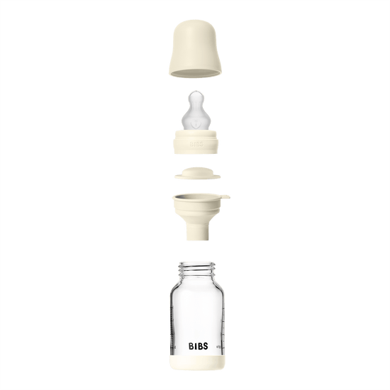 BIBS Glass Bottle Complete Set (2 Pack) 120ml Silicone - Ivory (ETA 19 FEB) - Kollektive - Official distributor