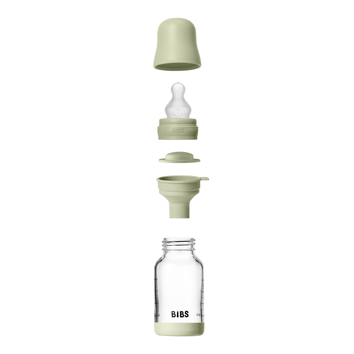 BIBS Glass Bottle Complete Set (2 Pack) 120ml Silicone - Sage (ETA 19 FEB) - Kollektive - Official distributor