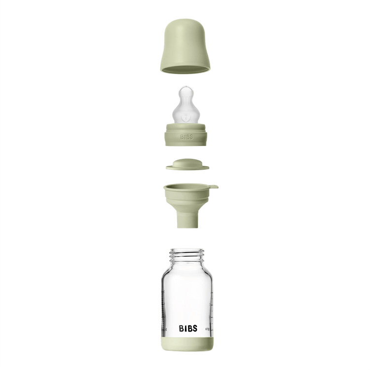 BIBS Glass Bottle Complete Set (2 Pack) 120ml Silicone - Sage (ETA 19 FEB) - Kollektive - Official distributor
