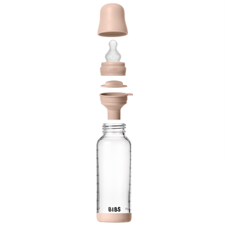 BIBS Glass Bottle Complete Set (2 Pack) 240ml Silicone - Blush (ETA 19 FEB) - Kollektive - Official distributor