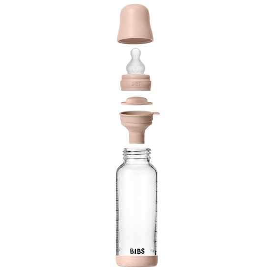 BIBS Glass Bottle Complete Set (2 Pack) 240ml Silicone - Blush (ETA 19 FEB) - Kollektive - Official distributor