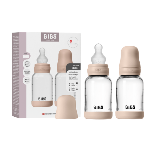 BIBS Glass Bottle Complete Set (2 Pack) 120ml Silicone - Blush - Kollektive - Official distributor