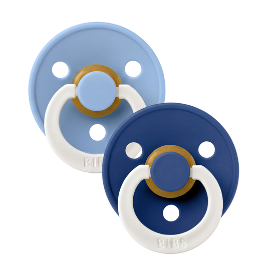 BIBS Dummies Sky Blue/Cornflower GLOW Round, Latex (2pk) - Kollektive - Official distributor