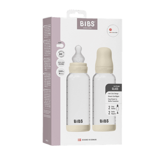 BIBS Glass Bottle Complete Set (2 Pack) 240ml Silicone - Ivory - Kollektive - Official distributor