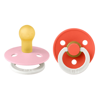BIBS Dummies Baby Pink/Tango GLOW Round, Latex (2pk) - Kollektive - Official distributor