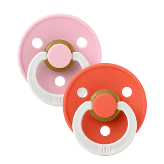 BIBS Dummies Baby Pink/Tango GLOW Round, Latex (2pk) - Kollektive Wholesale Portal