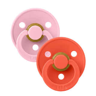 BIBS Dummies Baby Pink/Tango Round, Latex (2pk) - Kollektive Wholesale Portal