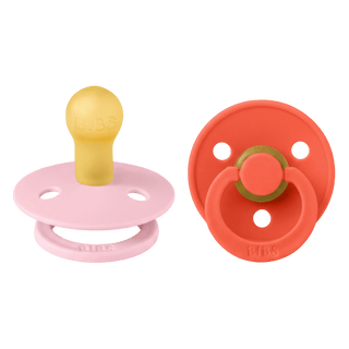 BIBS Dummies Baby Pink/Tango Round, Latex (2pk) - Kollektive - Official distributor