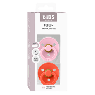 BIBS Dummies Baby Pink/Tango Round, Latex (2pk) - Kollektive - Official distributor