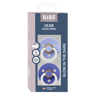 BIBS Dummies Hush/Grape GLOW Round, Latex (2pk) - Kollektive - Official distributor
