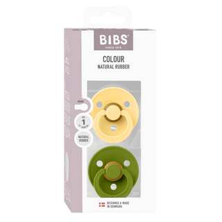 BIBS Dummies Pale Butter/Wasabi Round, Latex (2pk) - Kollektive - Official distributor
