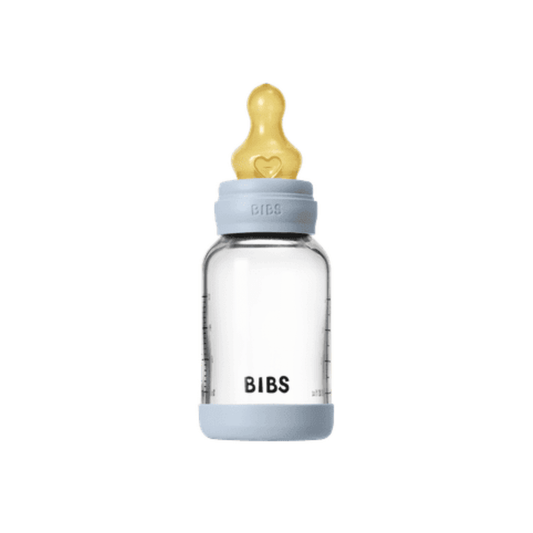 BIBS Glass Baby Bottle, 120ml Latex - Baby Blue - Kollektive - Official distributor