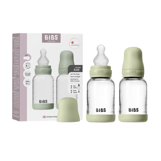 BIBS Glass Bottle Complete Set (2 Pack) 120ml Silicone - Sage - Kollektive - Official distributor